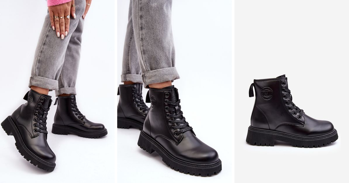Faux Leather Lace Up Boots In Black | Dancing Shoez | SilkFred US