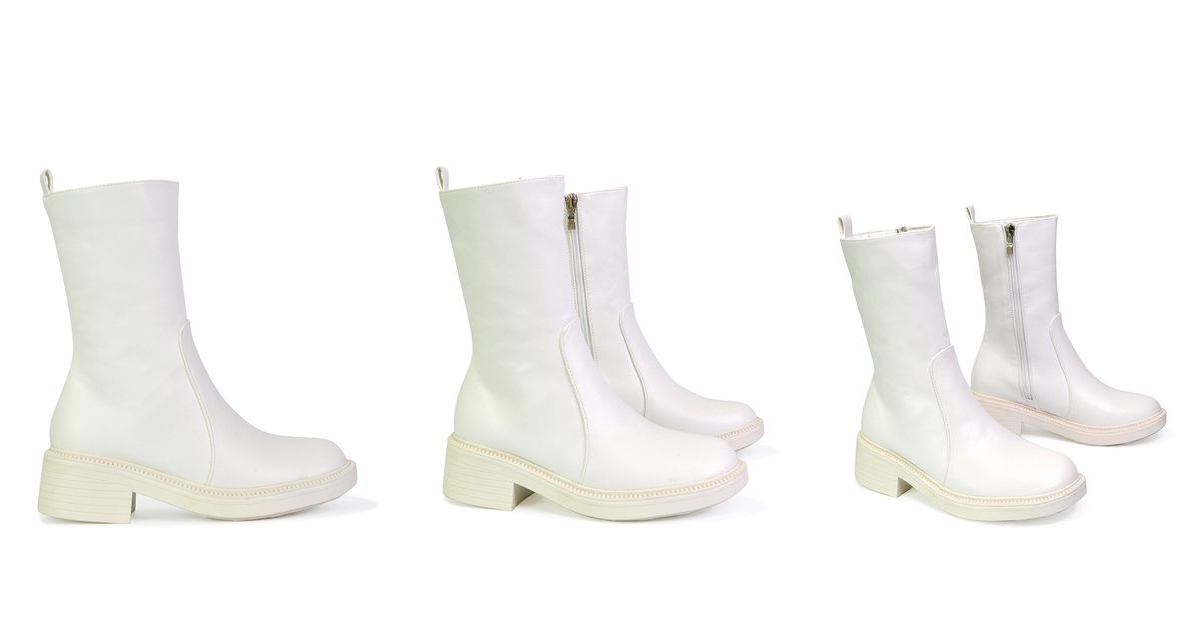 White Synthetic Leather Ankle Boots - XY London | SilkFred US
