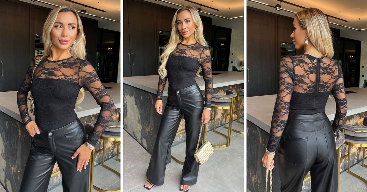 Black Lace Overlay Long Sleeve Bodysuit | AX Paris | SilkFred