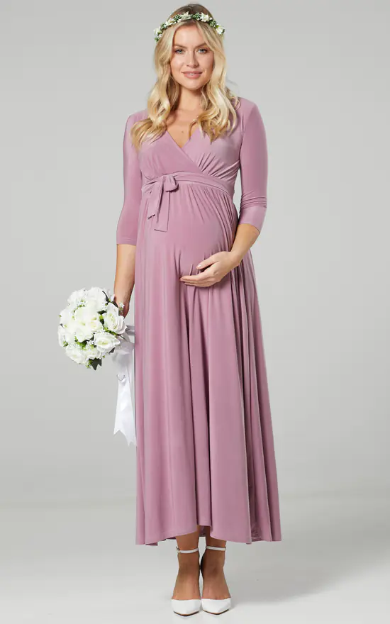 Pink Maternity Nursing Wedding Guest Maxi Dress SilkFred