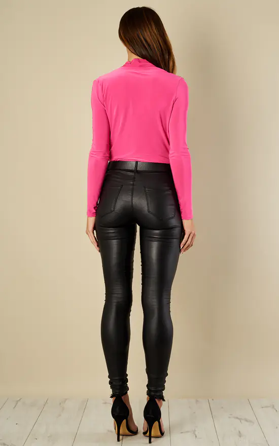 Hot Pink Wrap Over Bodysuit Bella and Blue SilkFred IE