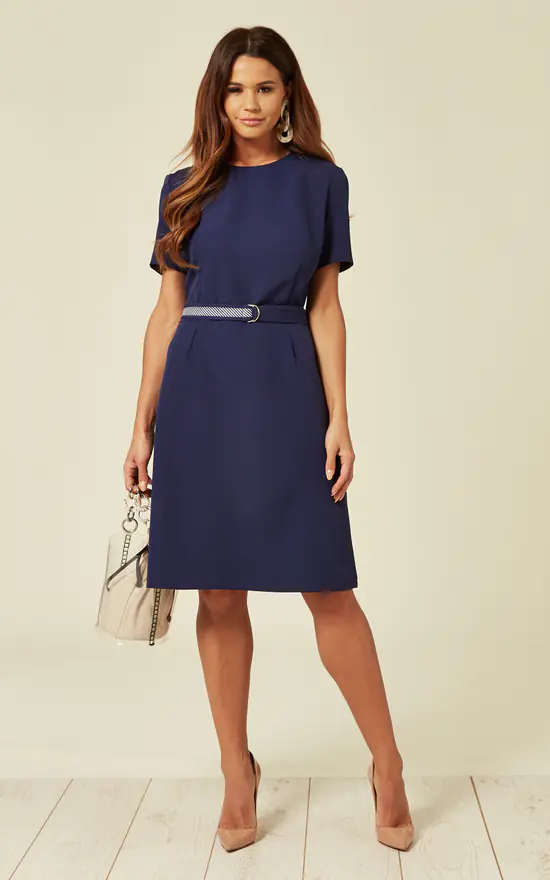 Navy Dress With Matching Belt Lanti SilkFred - Main Image