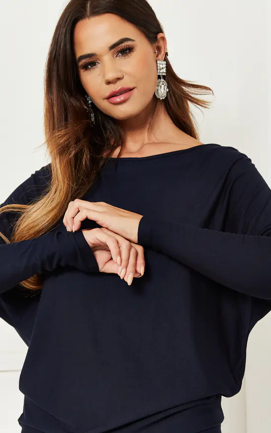 Navy Batwing Dress Bella and Blue SilkFred - Main Image