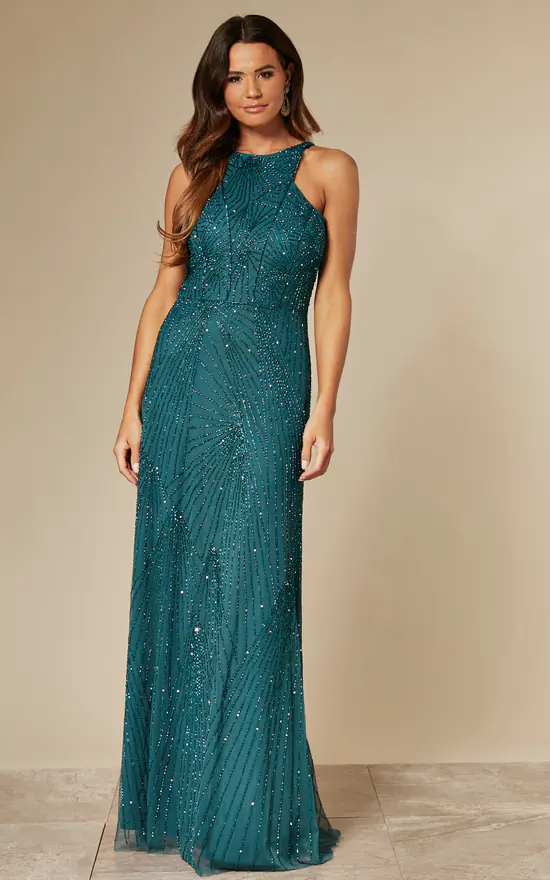 Buy Emerald Green Sequin Maxi Dress ANGELEYE SilkFred