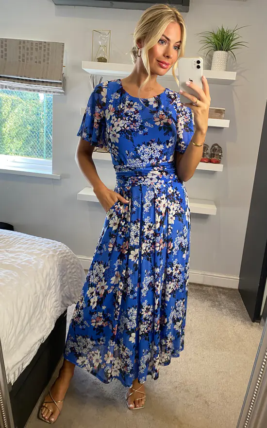 Gianna Floral Maxi Dress, Royal/Multi | JOLIE MOI | SilkFred US