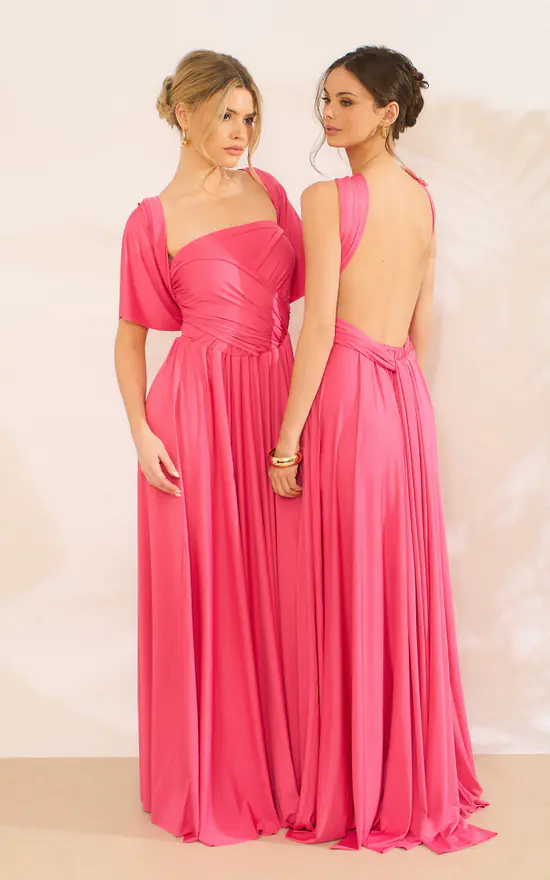 Hot Pink Multiway Bridesmaid Dress Lá Closet SilkFred