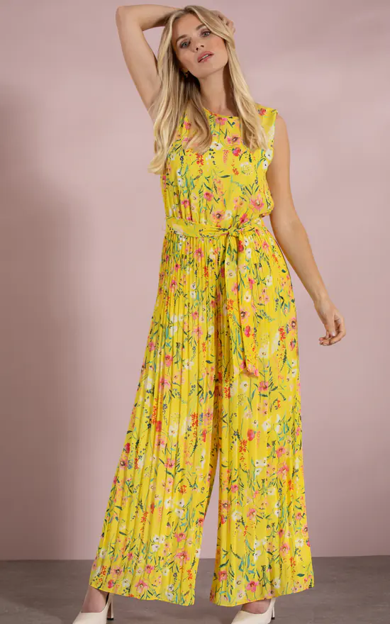Jumpsuit Outfit Yellow Jumpsuit Uk Floral Print Chiffon Sleeveless