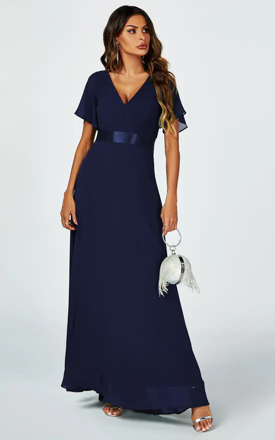 Navy Empire Waist Maxi Bridesmaid Dress SilkFred IE