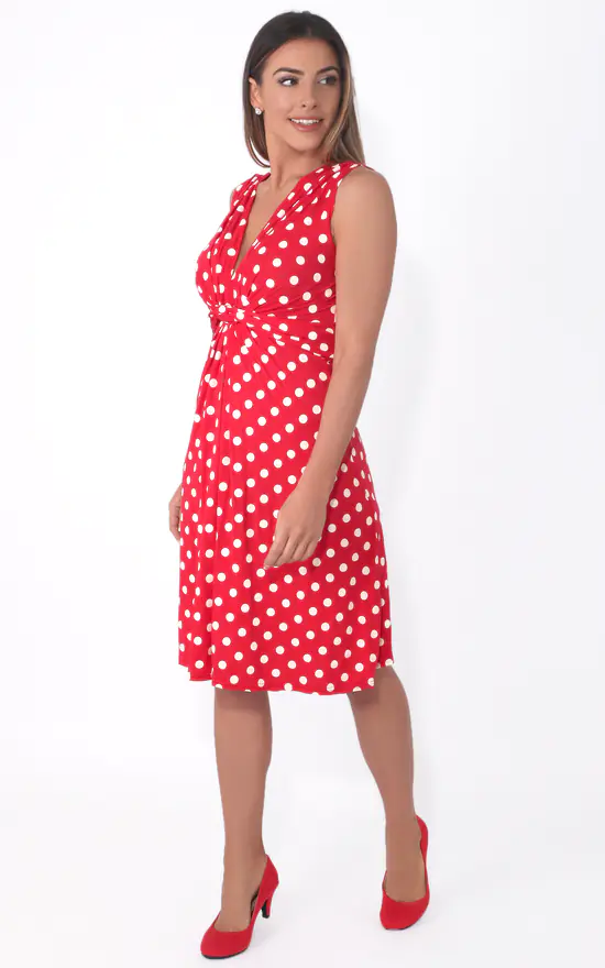 Sleeveless Polka Dot Summer Dress In Red Krisp Silkfred Us Sleeveless Polka Dot Summer Dress In Red Krisp Silkfred Us