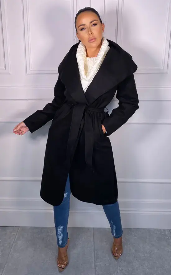 Duster Jacket Leather Look Waterfall Jacket Black Waterfall Duster