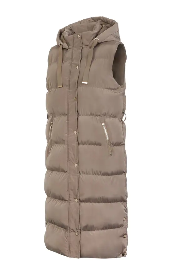 Sleeveless Long Padded Body Warmer Awoscut Women Hooded Gilet Down