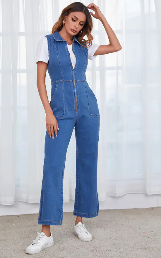 Chic Blue Denim Jumpsuit SilkFred US