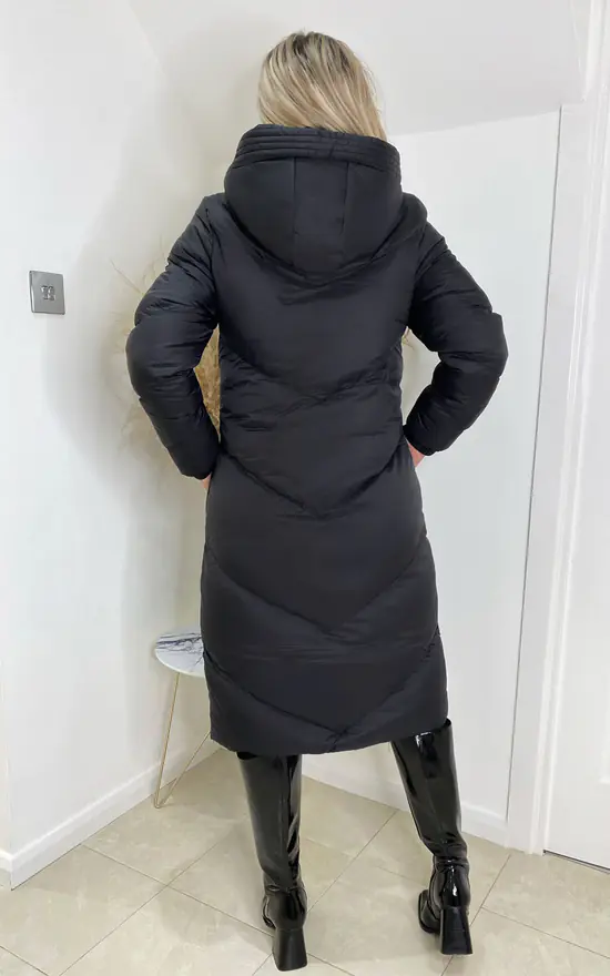Black Long Puffer Coat AX Paris SilkFred