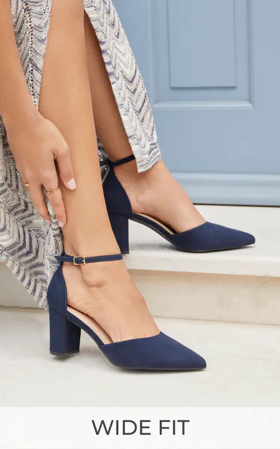 Ankle Strap Dark Navy Ladies Shoes Navy Blue Low Heels 2025
