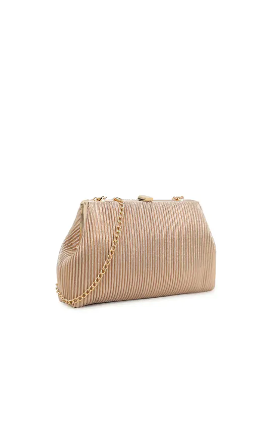 Rose Gold Glitter Clutch with Chain SilkFred