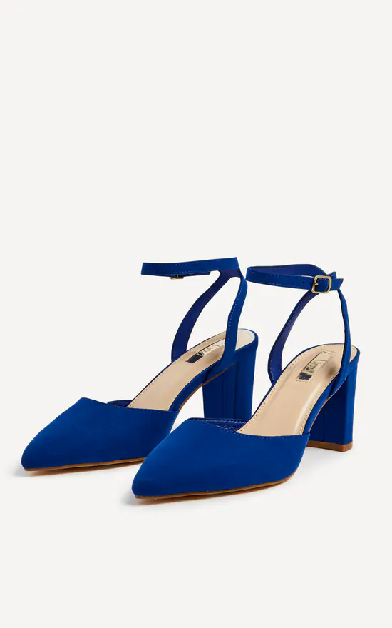 Carrie Cobalt Blue Faux Suede Mid Heel Shoe SilkFred