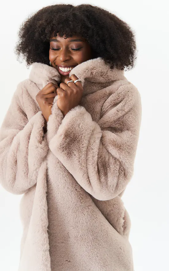 Fur Coat Oversized Fur Hoodie Long Faux Fur Coat With Hood Long