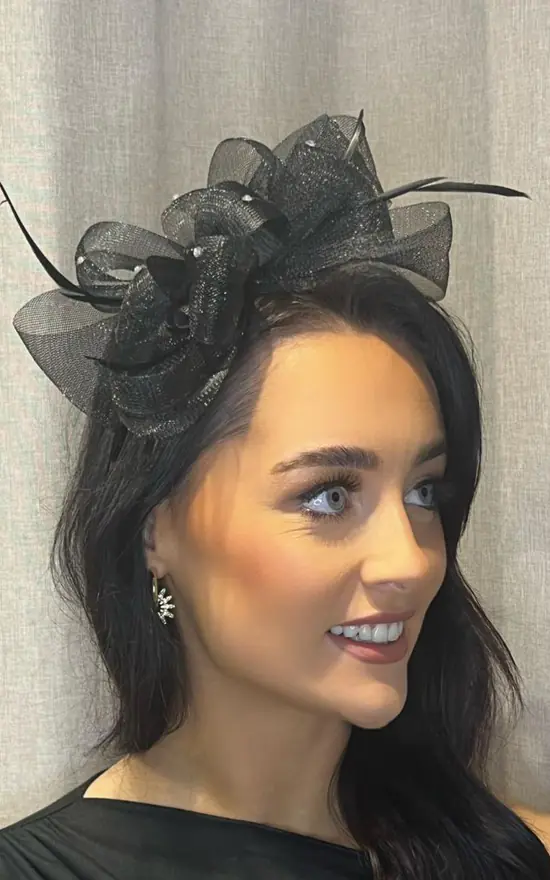 Black Diamante Fascinator LL Accessories SilkFred