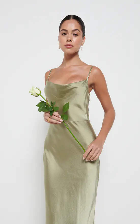 Flutter Sleeve Casual Moss Green Maxi Dress Keisha Maxi Bridesmaid