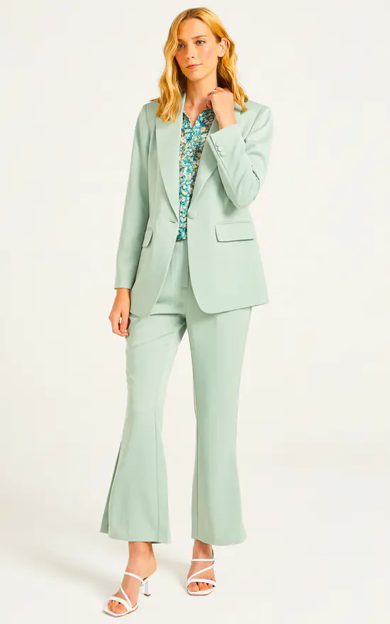 Sage Green Tailored Suit Trouser Co-Ord SilkFred