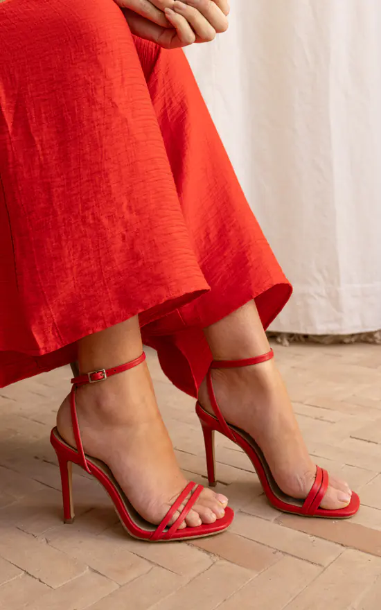 Mckenna Red Strappy Heeled Sandal Novo SilkFred