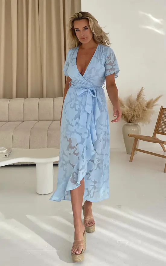 Wrap Dress Silkfred Teal Dress Maxi Wrap Powder Blue Wrap Dress
