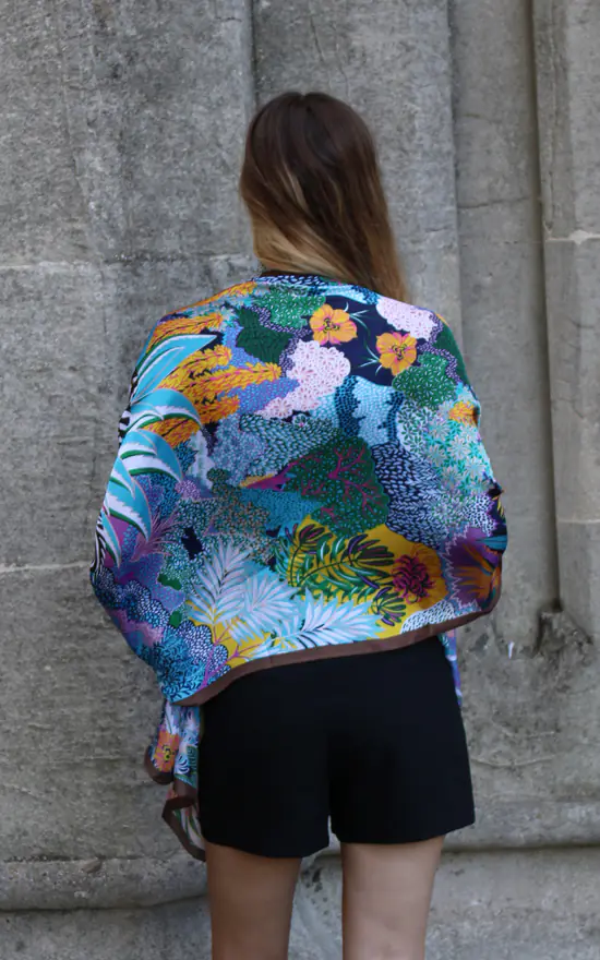 Multicoloured Silk Scarf With Zebra Print Trillion London SilkFred