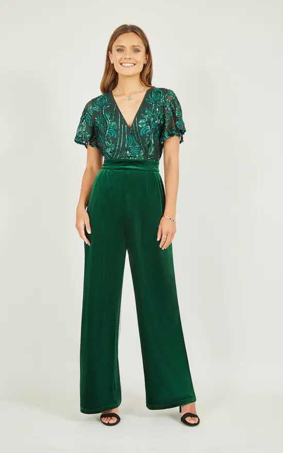 Brown Velvet Zara Overall Dress Luxurious Emerald Green Velvet