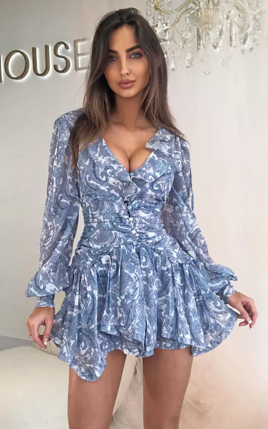 House of Maguie Parsley Dream Blue Mini Dress SilkFred