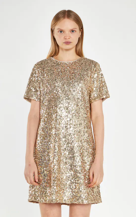 Gold Sequin Oversized T Shirt Dress Glamorous SilkFred